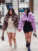 Pele feminina pele sintética wesaynb roupas de inverno 2022 moda casacos de pele sintética mulheres manga comprida tops quentes acolchoados jaquetas de pele sintética para mulheres atacado t230923