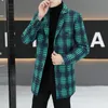 Misto lana da uomo 2023 Tendenza autunno e inverno Bello cappotto scozzese casual coreano Moda giovanile Medio lungo di lana 230922