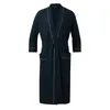 Men's Sleepwear Men Bathrobe Waffle Robes Pajamas Pyjamas Nightwear Casual Korean Kimono Long Sleeve Bathrobes Dressing Gown