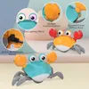 ElectricRC Animals Crawling Crab Baby Toys with Music LED Light Up Musical Kids Toddler Electric Pet Automatically Avoid Obstacles Interactive 230922