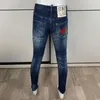 Herenjeans Mode Streetwear Mannen Retro Blauw Stretch Slim Fit Geschilderd Ripped Borduren Designer Hip Hop Merk Broek Hombre