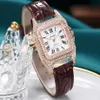 Mixiou 2021 cristal diamante quadrado relógio inteligente feminino colorido pulseira de couro quartzo senhoras relógios de pulso direto s uma variedade of186l