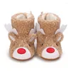 Boots FOCUSNORM Autumn Winter Baby Boys Girls Christmas Shoes Soft Sole Cartoon Elk Non-Slip First Walker