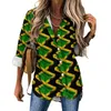 Women's Blouses Jamaican Flag Casual Blouse Abstract Flags Kawaii Printed Female Long Sleeve Korean Fashion Shirt Autumn Oversized Top