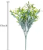 装飾的な花1PCS人工プラスチックフラワープラント低木竹の葉のポット屋内装飾植物ホームパーティーグリーン