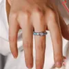 Eheringe Böhmischer runder türkisfarbener Ring für Frauen Mädchen Vintage Ethnischer Stil Silber Farbe Kristall Zirkon Schmuck Geschenke
