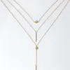 Chains Women Necklaces & Pendants 3 Multi Layer Necklace Tassel Charm Bar Statement For Party Gift Wholesale