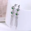 Dangle Earrings Classic Tassels Delicate Green For Women Natural An Jade Long Luxurious Stud Earings Engagement Jewelry Gift