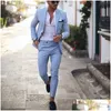 Men'S Suits Blazers Mens 2022 Light Blue Men Tuxedo For Wedding 2 Pieces Business Peaked Lapel Costume Homme Party Veste Mariage D Dhchb