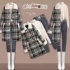 Women's Wool Blends Plaid Woolen Coat For Women in Winter Thickened 2023 Lamb Hair Medium Length Small Fragrant Style Cowhorn Button 230922