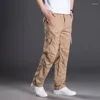 Men's Pants 2023 Spring Autumn Cotton Cargo Male Loose Army Multi-pocket Tactical Men Homme Solid Color Trousers W216