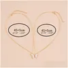 Pendant Necklaces Pendant Necklaces 2pcs Friend Sisters Suitable for 2 Girls Matching Butterfly Pendants Long Distance Friendship Jewelry T8de Drop Del Dhpco