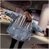 Women'S Jackets Womens 2023 Spring Arrival Ladies Ripped Jeans Coat Dstring Cotton Denim Jacket Oversize Sequins Jean Drop Delivery Dhipk