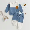 Ensembles de vêtements 0519 Lioraitiin 03 ans bébé garçon 2 pièces automne pantalon ensemble contraste couleur à manches longues col rond sweat pantalons de survêtement vêtements 230923