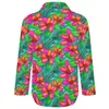 Blusas femininas tropical paraíso blusa floral impressão retro padrão casual feminino rua moda camisa verão manga longa oversized topo