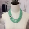 Kedjor säljer naturlig dongling Green Jade Stone Pärlor Multi-Layered Micro Inlay Zircon Clasp Halsband Fashion Jewelry