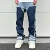 Herrbyxor streetwear fläckiga bläck färg match y2k baggy jeans för män lapptäcke raser frans micro denim byxor överdimensionerade lösa kargos 230922