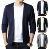 Men's Jackets Men Spring Fall Coat Cardigan Long Sleeve Elastic Open Stitch Casual Formal Business Style Mid Length Jacket