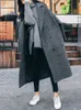 Wełniane mieszanki damskiej płaszcz dla kobiet tweed wełniany płaszcz Koreańska moda jesienna damska zimowa odzież w kratą kurtkę elegancka biuro dama 230922