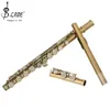 Bästa Slade Gold Plated Silver Keys 16 Holes C Tone Flute Woodwind Instrument Stängt hål E Key Concert Flute med Box Music Accessories