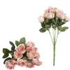 Fiori decorativi 5 pezzi un ramo di rosa artificiale 10 teste simulazione finta decorazione della stanza dell'ufficio di nozze