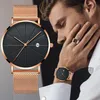 Mens Watches Ultra-thin Stainless Steel Watch Sports Leisure Quartz Wristwatch Complete Calendar Date Clock Masculino Relogio237z