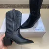 43 24 Plus Size Women's Embroidered Knee High Cowboy Cowgirl Chunky Heel Winter Boots Women Western Shoes 230923