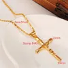 Men Cross Necklace Pendant Women INRI Juses Crucifix Christianity Jewelry 24K Yellow Solid Gold GF INBI Jesus of Nazareth King236M