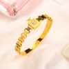 Bracelets classiques Chaîne de liaison Femmes LETTRE MARQUE BANGE 18K Plaque d'or Géométrie en diamant Géométrie en acier inoxydable Chaînes de bracele