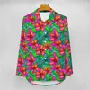 Blusas femininas tropical paraíso blusa floral impressão retro padrão casual feminino rua moda camisa verão manga longa oversized topo