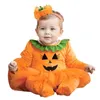 Set di abbigliamento Cosplay Halloween Tuta Bambino Bambini Zucca Pagliaccetto Ragazze Vestito Carino Con cappuccio Tuta da festa Vestiti per bambini 230922