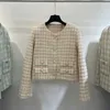 Kvinnorjackor Designer 2023 Ny stil Temperament Slim Celebrity Rice Pink Single Breasted Woolen Tweed Cardigan Coat Tsiu