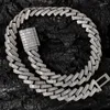 Correntes 21mm Link Chain Pave Bling Zircon Prong Cuban Chunky Colar Hip Hop Party Jóias para Homens