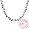 925 srebrne srebrne 4 mm 8 mm 10 mm gładkie koraliki Naszyjnik do łańcucha kulowego dla kobiet modna biżuteria zaręczynowa Drop FDDA210I