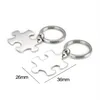 100% rostfritt stål Jigsaw -pussel nyckelring tom för grav av metallnyckelkedja -spegel polerad hela 10Pair2457