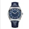 ZF 40mm FiftySix Cal 1326 Automatisk herrklocka 4600E 000A-B487 Blue Silver Silver Case Leather Strap Gents Sports armbandsur TOP W244F