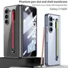 Clear Hard For Samsung Galaxy Z Fold 5 Case Pen Slot Film Glass Magnetic Hinge Protection Cover