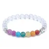 Perles Hommes Femmes Éléphant Charms 7 Chakra Bracelet Énergie Yoga Bouddha Perle Colorf Blanc Givré Mat Perles Bijoux 8 Mm Goutte Livrer Dhh6B