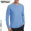 Мужские футболки TACVASEN UPF 50 с круглым вырезом, солнцезащитные рубашки, мужские быстросохнущие рубашки с длинным рукавом для рыбалки, пешего туризма, кемпинга, повседневные футболки, пуловеры 230923