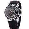 2022 Ny vinnare Black Rubber Band Automatic Mechanical Skeleton Watch for Men mode Gear Wrist Watch Reloj Army Hombre Horloge3381