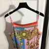 Seksi vintage desen kamisole elbise kadın moda tasarımcısı paketi kalça etek nefes alabilen ince fit etek