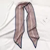 Scarves Double-sided Striped Print Satin Silk Scarf For Women Medium Long Sharp Cornered Neck Tie Hairband Bag Ribbon Dress Belt