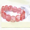 Strand Natural Pink Chalcedony Crystal Watermelon Rectangle Vintage Fashion Armband för kvinnor Elestic Jewelry 7.5 -tum B1698