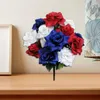 Decoratieve bloemen 12-delige stengels Kunstmatige geaderde satijnen rozenstruik Rood/wit/blauw Buitenslinger voor bruidstaarten