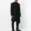 Manteau en mélange de laine pour hommes, Long, irrégulier, Double boutonnage, personnalisé, coupe cintrée, noir, Simple, loisirs, mode, grande taille, printemps 230922