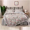 Bedding Sets Korean Princess Lace Ruffles Floral Skirt-Style Set Pure Cotton Pastoral Ropa De Cama Couvre Lit Duvet Er Set1 Drop Del Otgyn