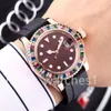 Montres décontractées Mouvements automatiques originaux Bracelet en caoutchouc Première qualité Saphir miroir Montre homme Coloré Diamant Décoration Montre293k