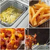 Förvaringskorgar minisilkorg för chips/lökringar fyrkantiga rostfritt stål chip fryer stek tillbehör droppleverans hem g ot7b3