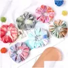 Hårtillbehör 22 färger Veet Scrunchies Tie-Dye Elastic Hairbands Scrunchy Ties Ropes Girl Ponytail Holder Pleuche Headwear M2656 D DHKYD