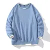 Herrtröjor 2023 Casual Patchwork Hoodless Off Axel Sleeve Long Pocket Sweatshirt Blus Active Fleece Mens Sweatshirts
